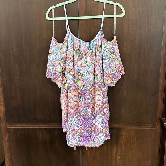 Nanette Lepore Women's Festival Cold-Shoulder Tunic Dress Cover-Up Size M/L - Picture 3 of 6